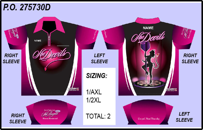 She Devils 2023 - Mens Zipper Front Dart Shirt