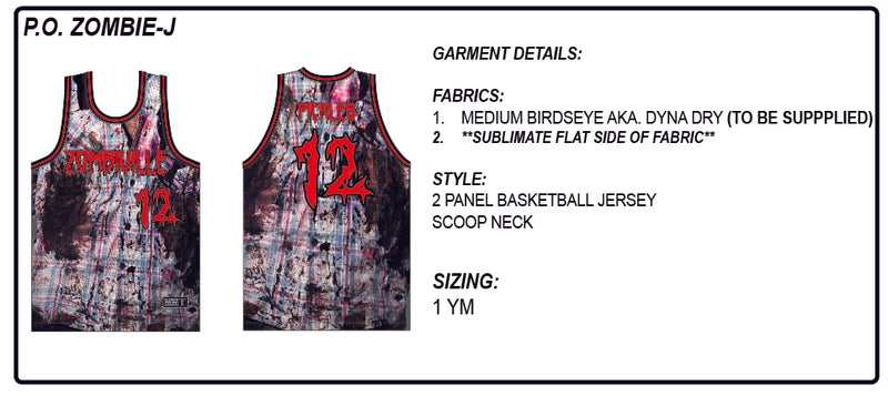 Custom Zombie Basketball Jersey Sample